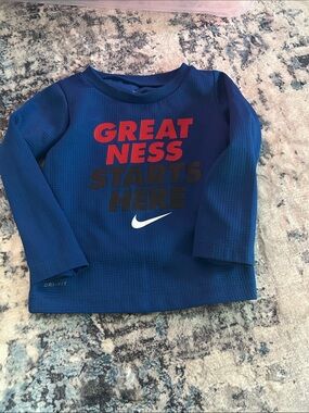 Nike Royal Blue Long Sleeve Shirt with Red and Black Graphic